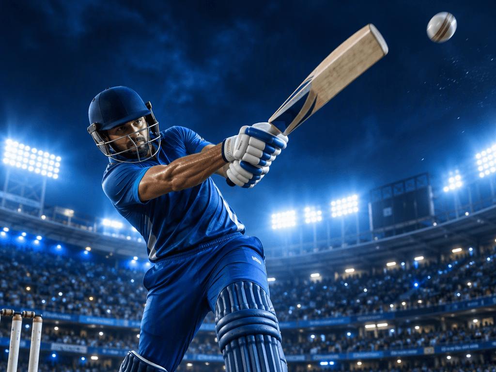 Maxwinexch sports: cricket batsman under stadium lights